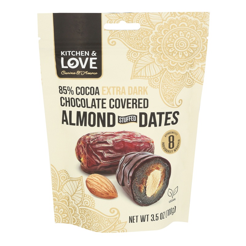 Kitchen & Love Extra Dark Chocolate Almond Dates 8 Count