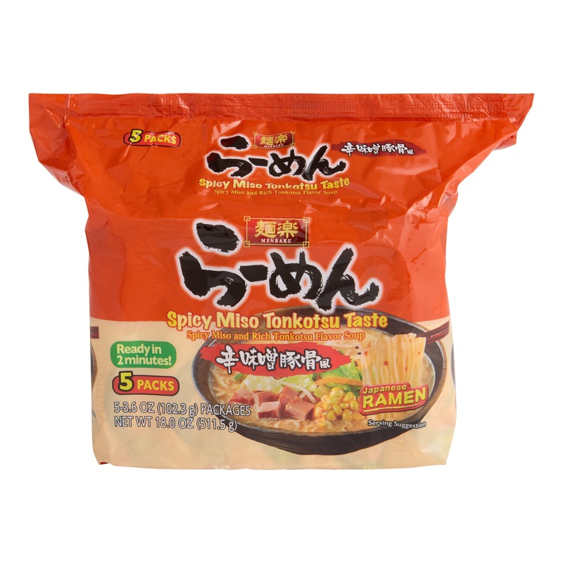 Menraku Spicy Miso Tonkotsu Ramen Noodle Soup 5 Pack