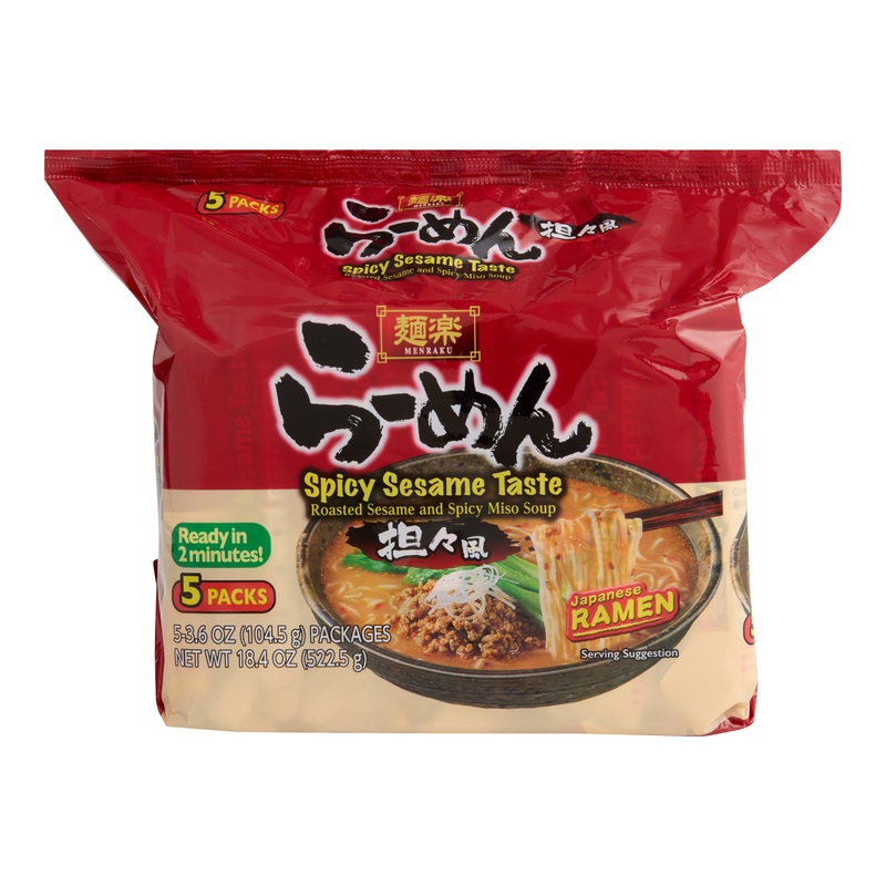 Menraku Spicy Sesame Ramen Noodle Soup 5 Pack