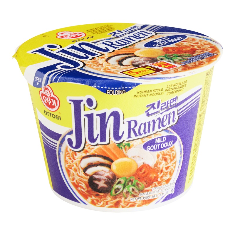 Ottogi Mild Jin Ramen Korean Style Noodle Bowl Set of 2