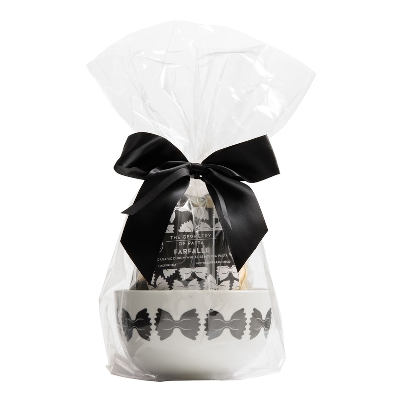 Geometry of Pasta Black and White Farfalle in Bowl Gift Set