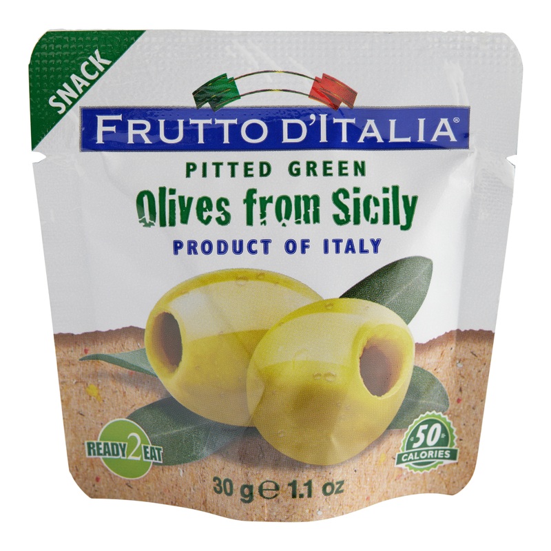 Frutto D’Italia Pitted Green Sicilian Olives Snack Size