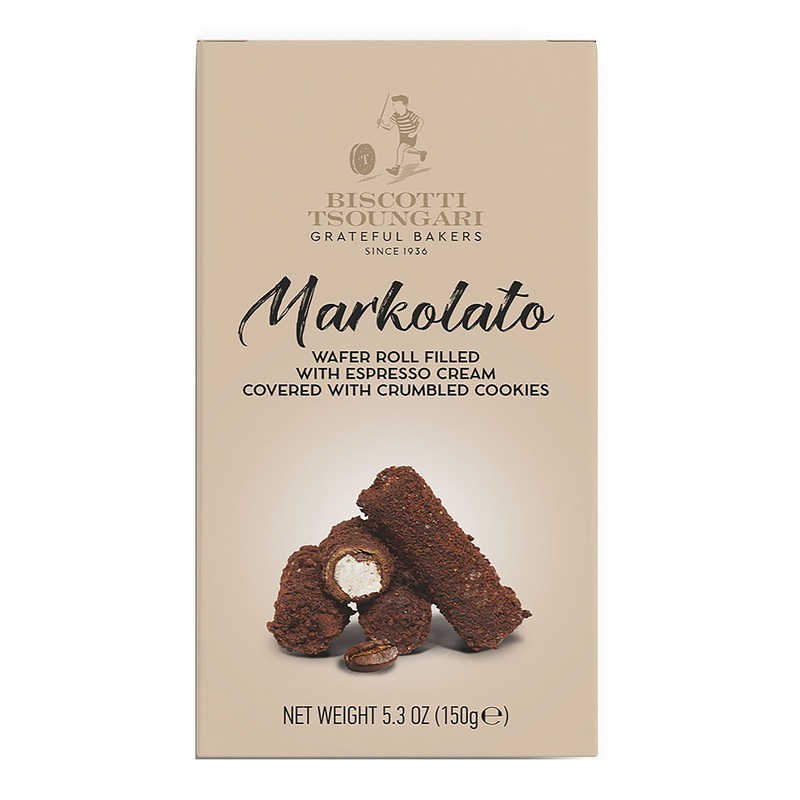 Biscotti Tsoungari Markolato Espresso Cream Wafer Rolls