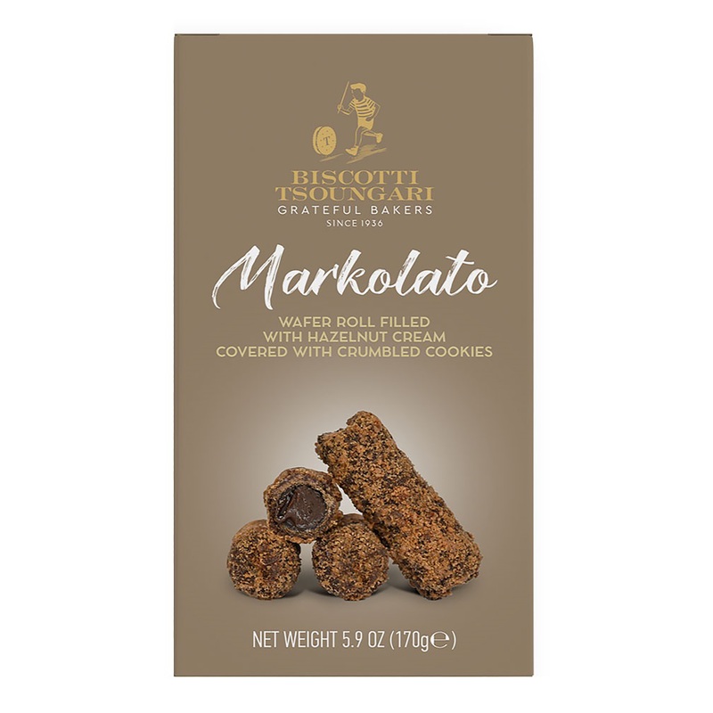 Biscotti Tsoungari Markolato Hazelnut Cream Wafer Rolls