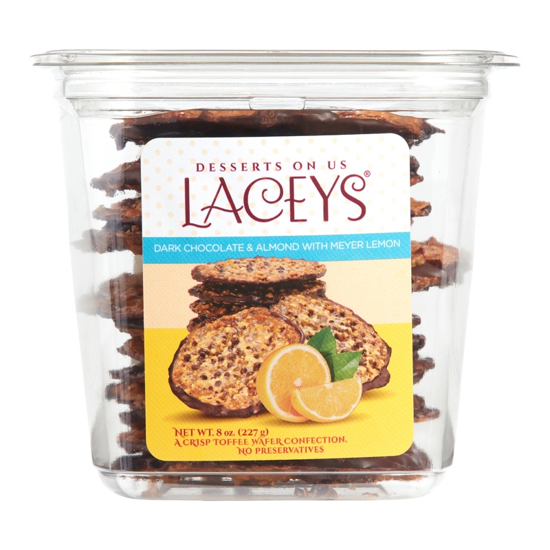 Desserts on Us Dark Chocolate Almond With Meyer Lemon Laceys