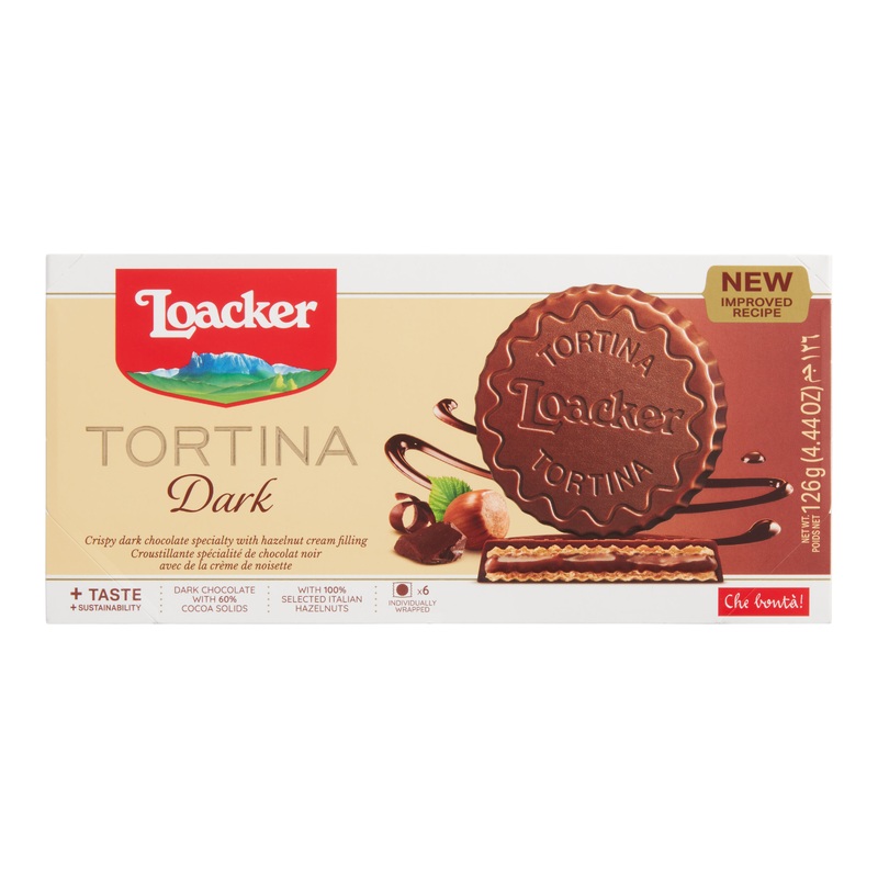 Loacker Hazelnut Dark Chocolate Tortina Wafers