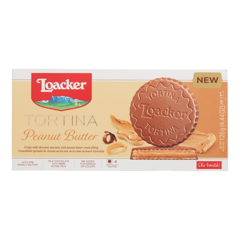 Loacker Tortina Peanut Butter Milk Chocolate Wafer Cookies