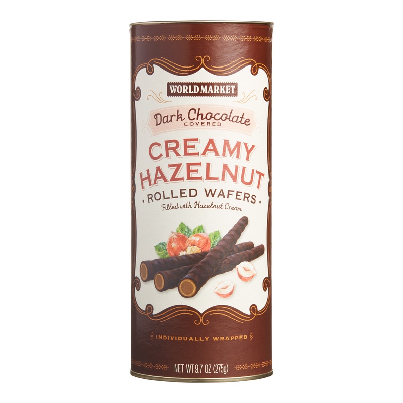 World Market Dark Chocolate Hazelnut Cream Rolled Wafers