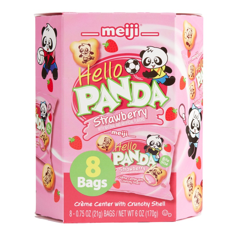 Meiji Hello Panda Strawberry Cookie Bags 8 Pack