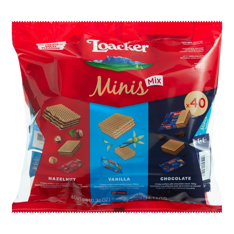 Loacker Minis Mix Assorted Wafer Cookies Bag 40 Piece