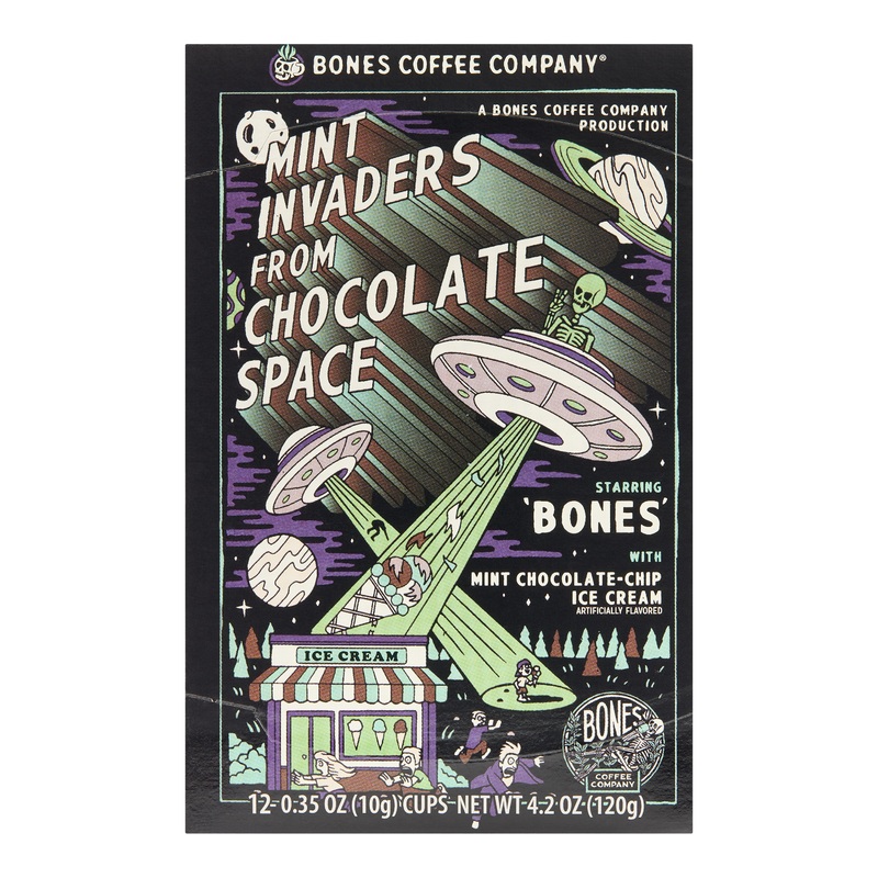 Bones Mint Invaders from Chocolate Space K-Cup Coffee Pods 12 Count