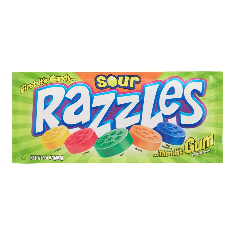 Sour Razzles Candy Gum