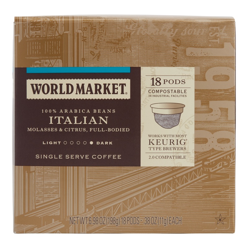 World Market Italian Roast Coffee Pods 18 Count
