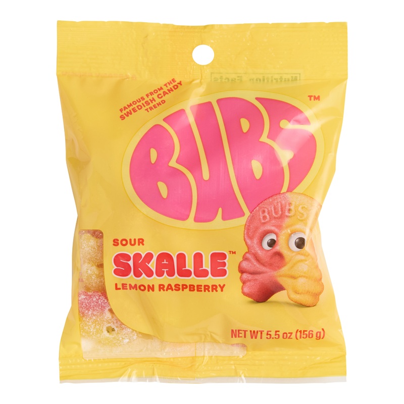 BUBS Sour Lemon Raspberry Skulls Gummy Candy