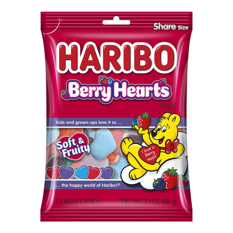Haribo Berry Hearts Marshmallow Gummy Candy