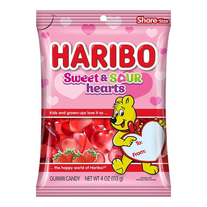 Haribo Sweet & Sour Strawberry Hearts Gummy Candy