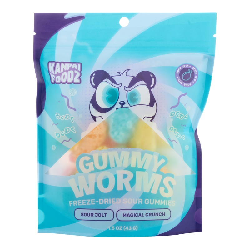 Kanpai Foodz Sour Gummy Worms Freeze-Dried Candy