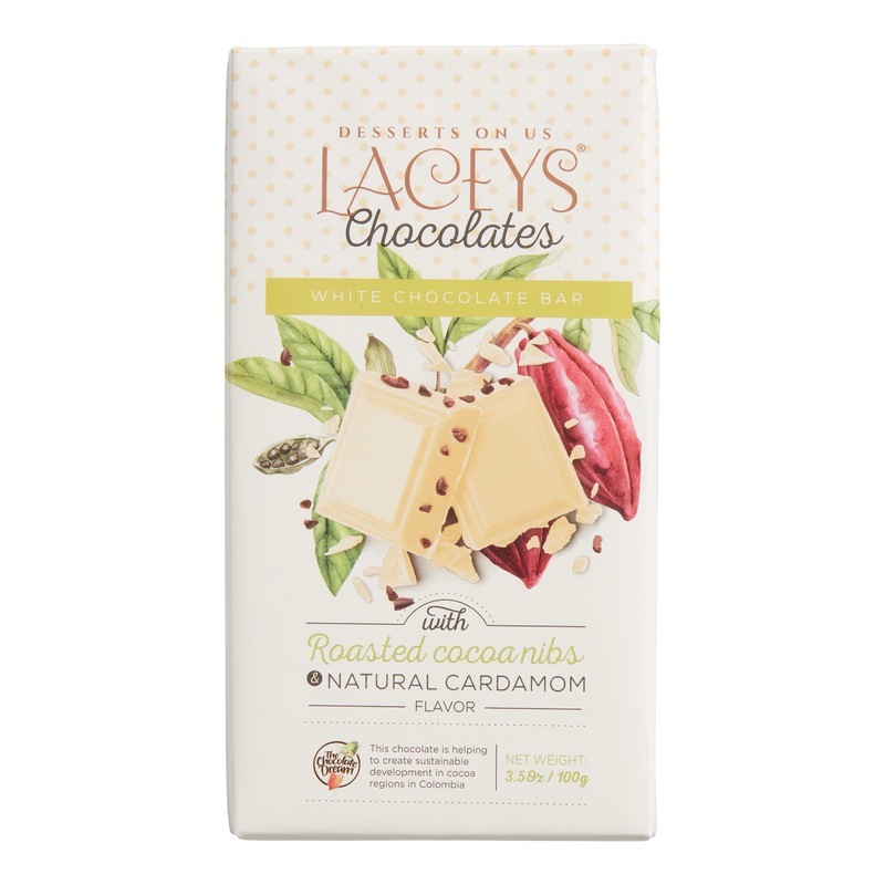 Desserts On Us Laceys Cardamom White Chocolate Bar Set of 2