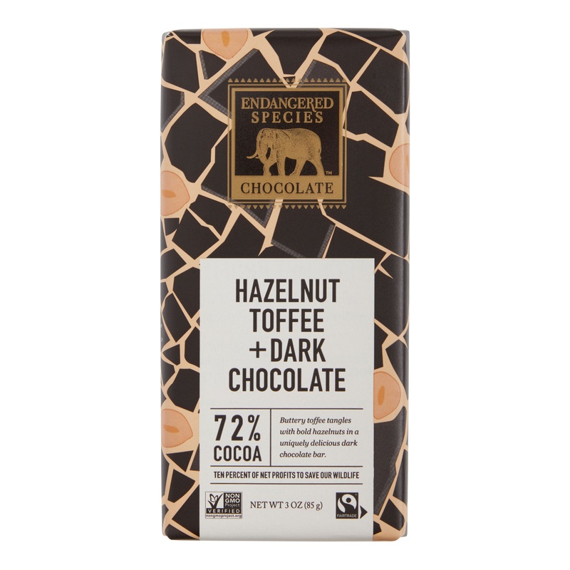 Endangered Species Hazelnut Toffee Chocolate Bar Set of 2
