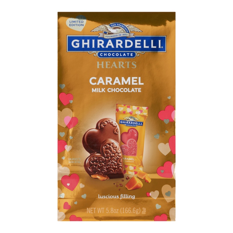 Ghiradelli Milk Chocolate Caramel Duet Hearts Bag