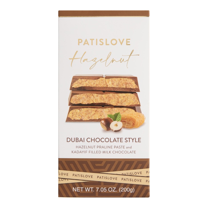 Patislove Dubai Style Hazelnut Kadayif Milk Chocolate Bar