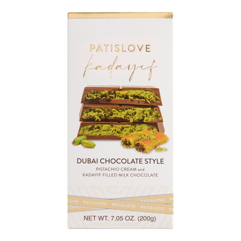 Patislove Dubai Style Pistachio Knafeh Milk Chocolate Bar