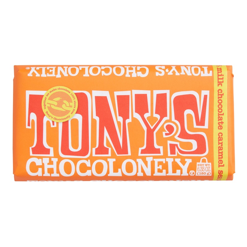 Tony’s Chocolonely Caramel Sea Salt Milk Chocolate Bar