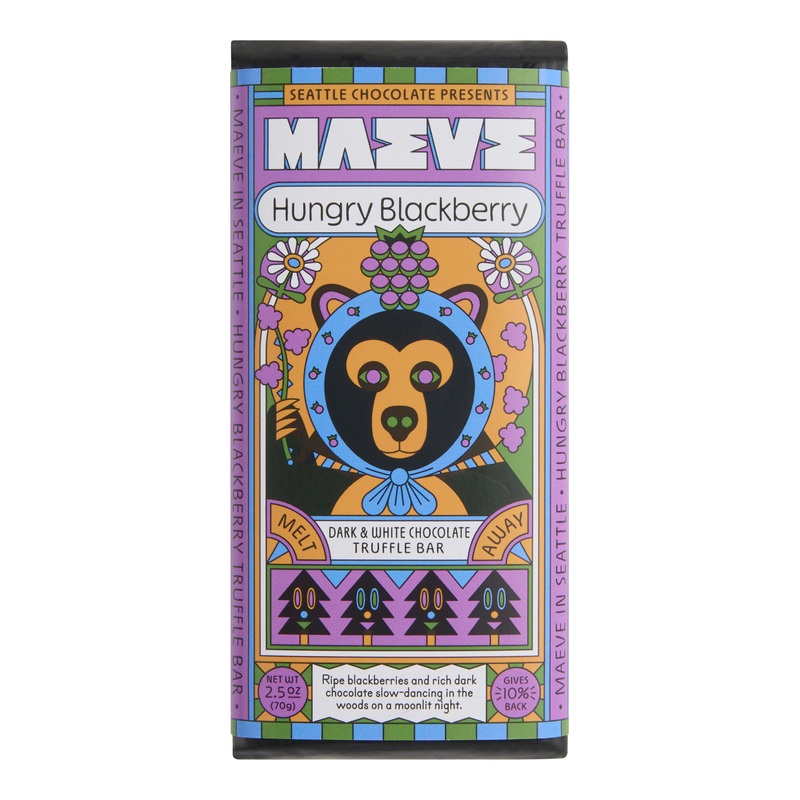 Maeve Hungry Blackberry Dark and White Chocolate Truffle Bar