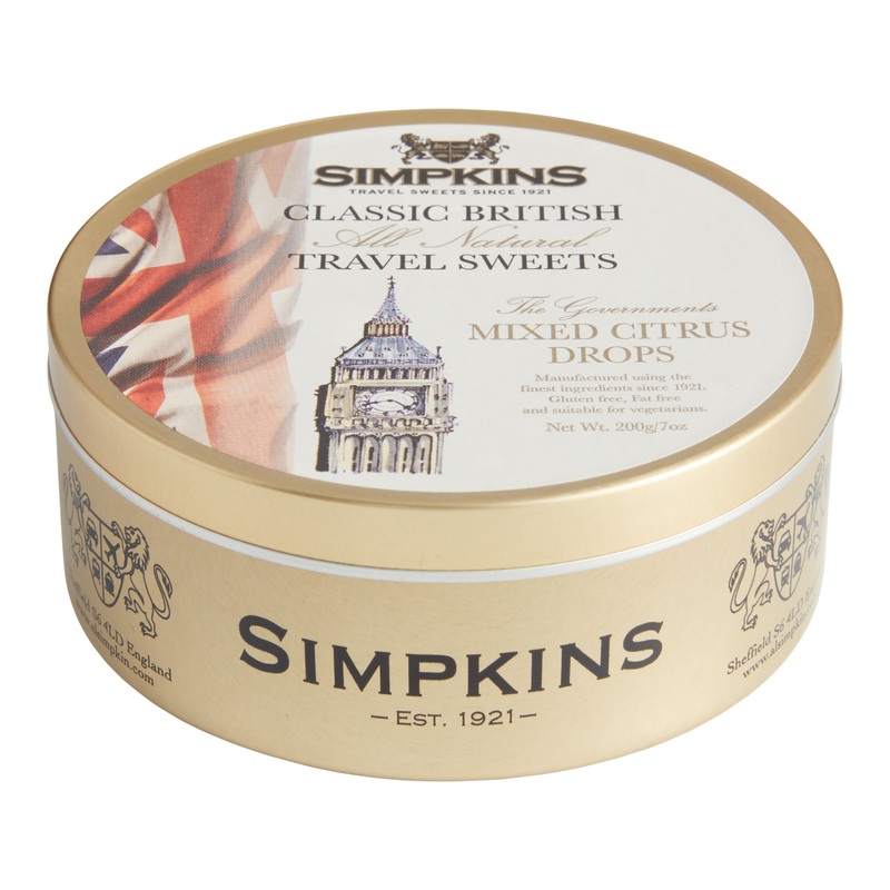 Simpkins Big Ben Citrus Drops Hard Candy Tin Set of 2