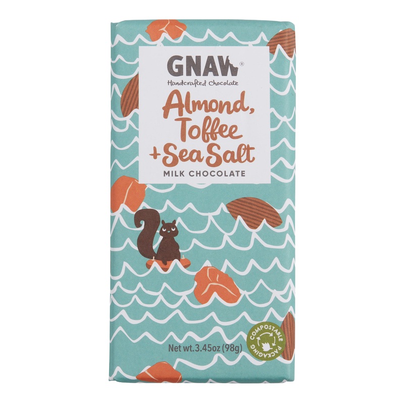 Gnaw Almond, Toffee And Sea Salt Milk Chocolate Bar Set Of 3