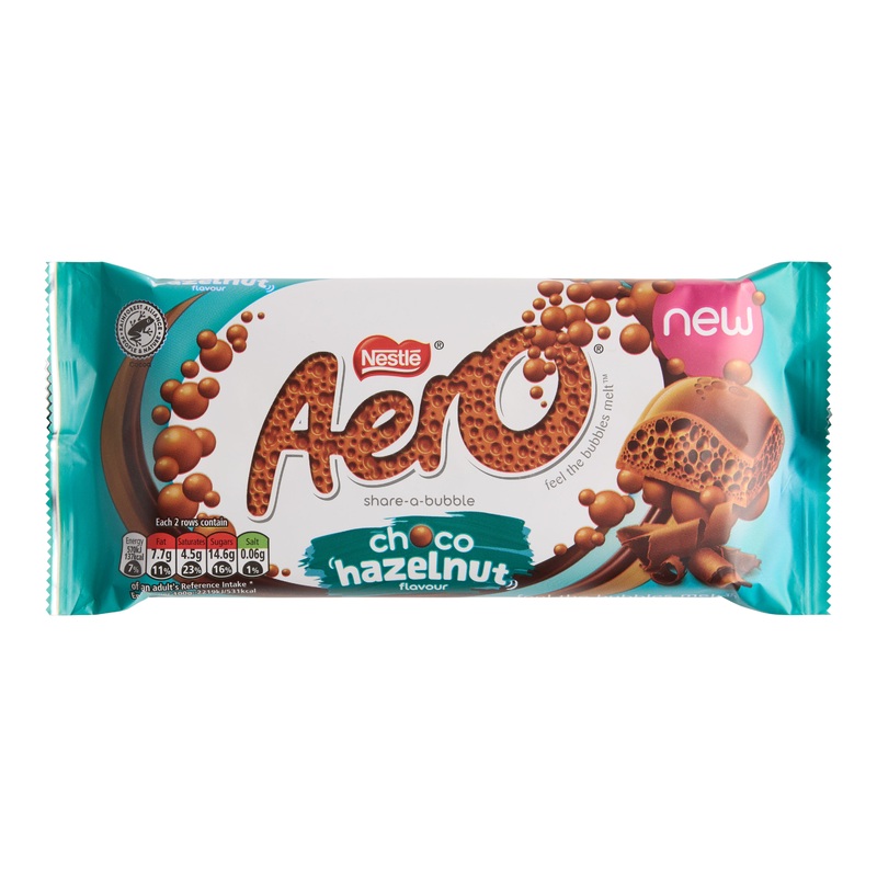 Nestle Aero Hazelnut Milk Chocolate Bar