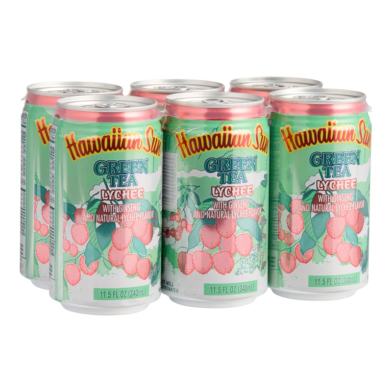 Hawaiian Sun Green Tea Lychee Drink 6 Pack