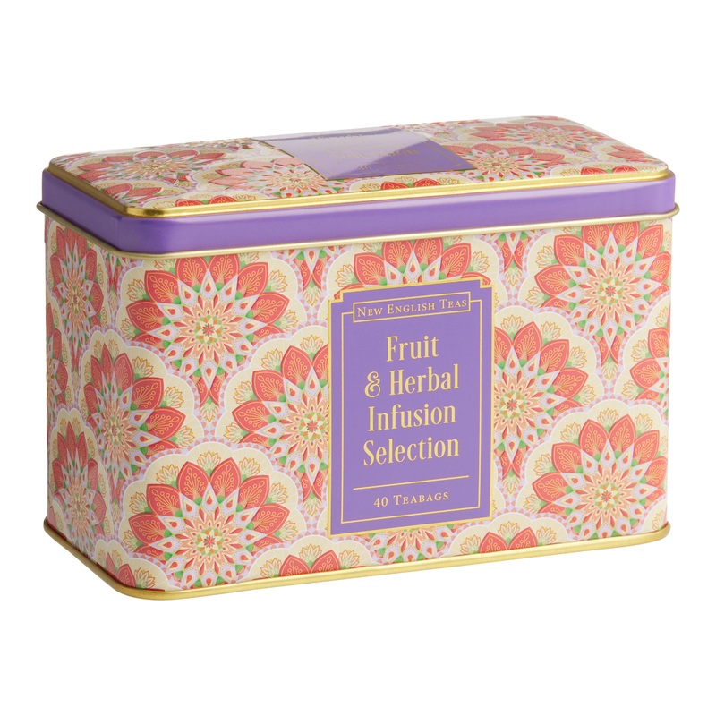New English Teas Fruit and Herbal Selection Tea Tin 40 Count
