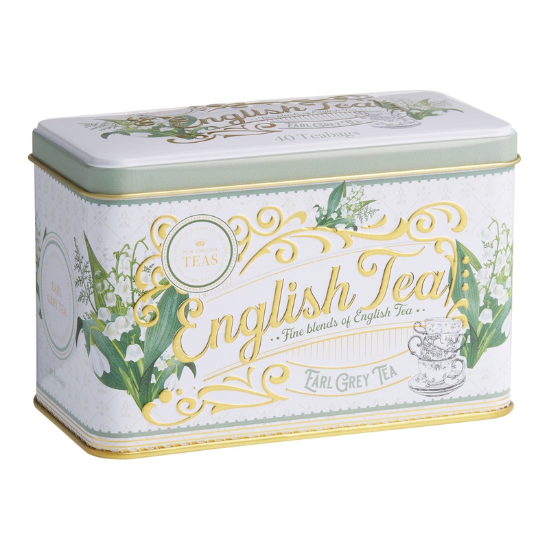 New English Teas Tea Time Earl Grey Tea Tin 40 Count