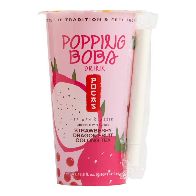 Pocas Popping Boba Strawberry Dragon Fruit Oolong Tea