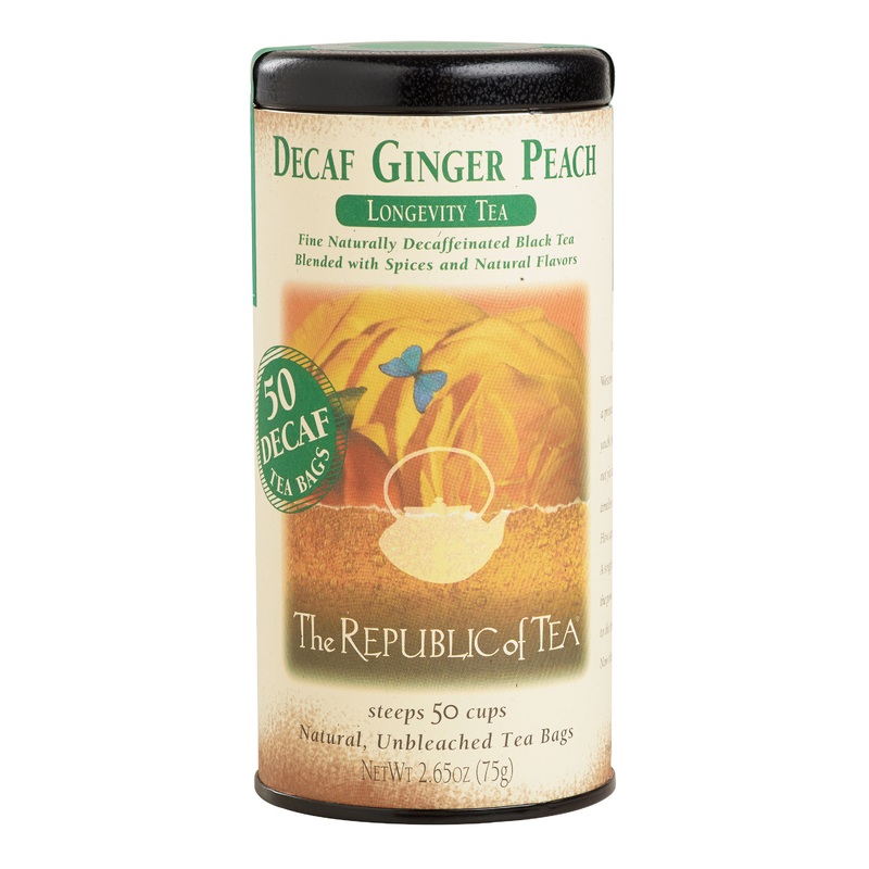 The Republic of Tea Decaf Ginger Peach Black Tea 50 Count