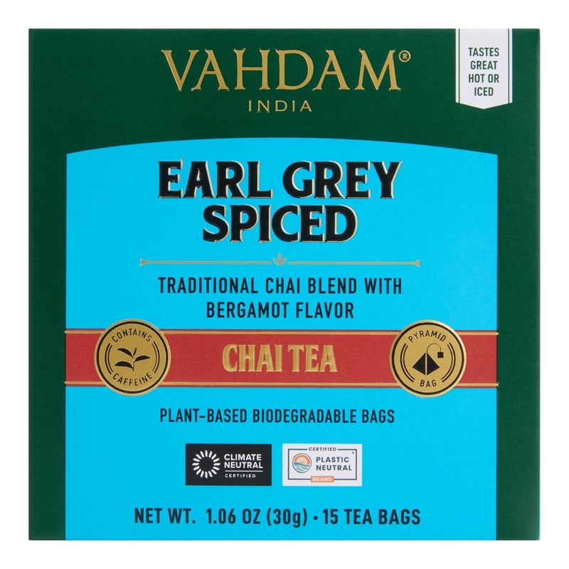 VAHDAM India Earl Grey Spiced Chai Tea Bags 15 Count