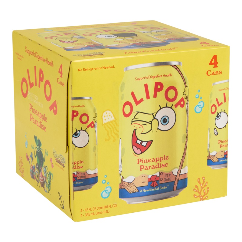 Olipop SpongeBob SquarePants Pineapple Paradise Soda 4 Pack
