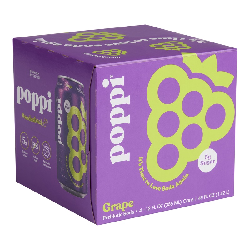 Poppi Grape Prebiotic Soda 4 Pack