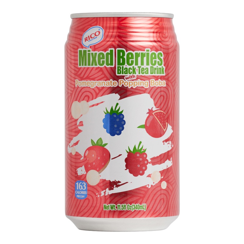 Rico Mixed Berries Popping Boba Black Tea Drink