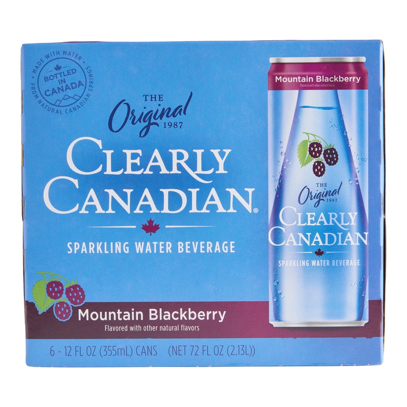 Clearly Canadian Mountain Blackberry Sparkling Beverage Can 6 Pack