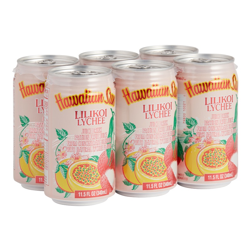 Hawaiian Sun Lilikoi Lychee Juice Drink 6 Pack