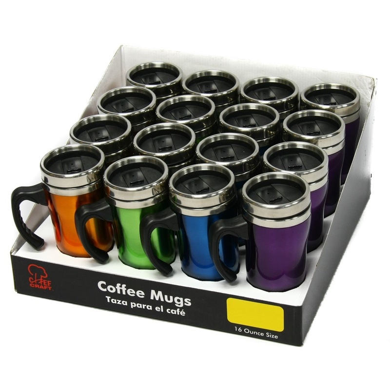 16 oz Coffee Mugs – Assorted, Stainless Steel