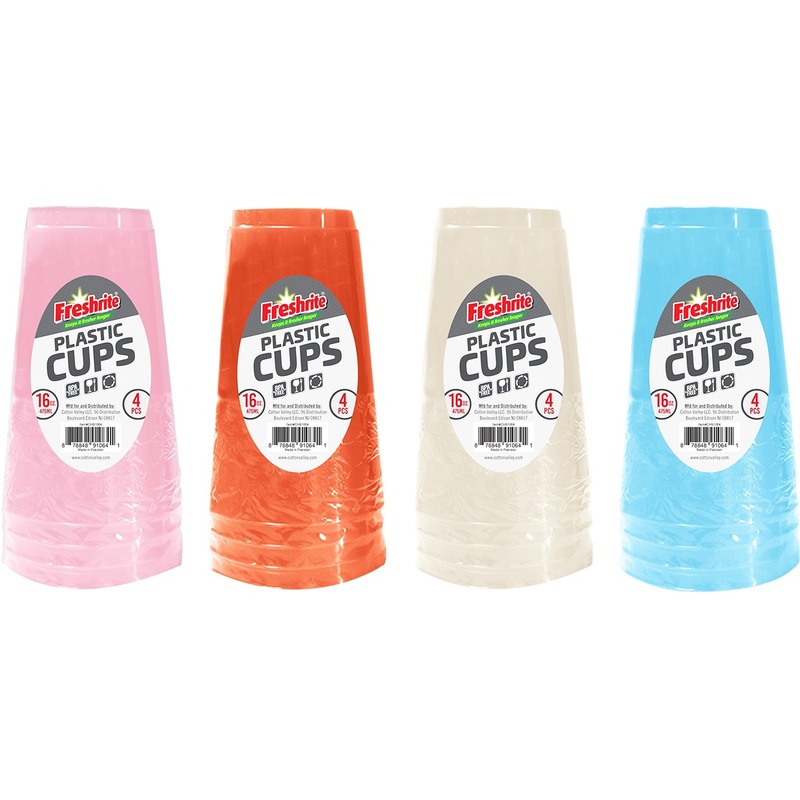 16 oz Plastic Tumblers, Assorted, 4 Pack