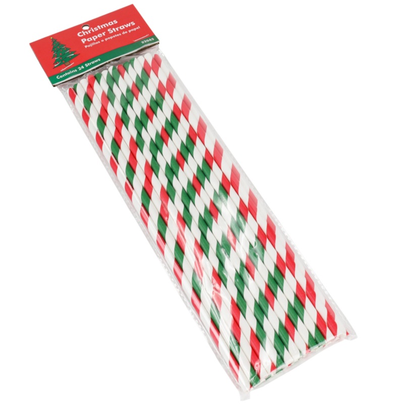 Christmas Paper Straws – 24 Pieces, Biodegradable