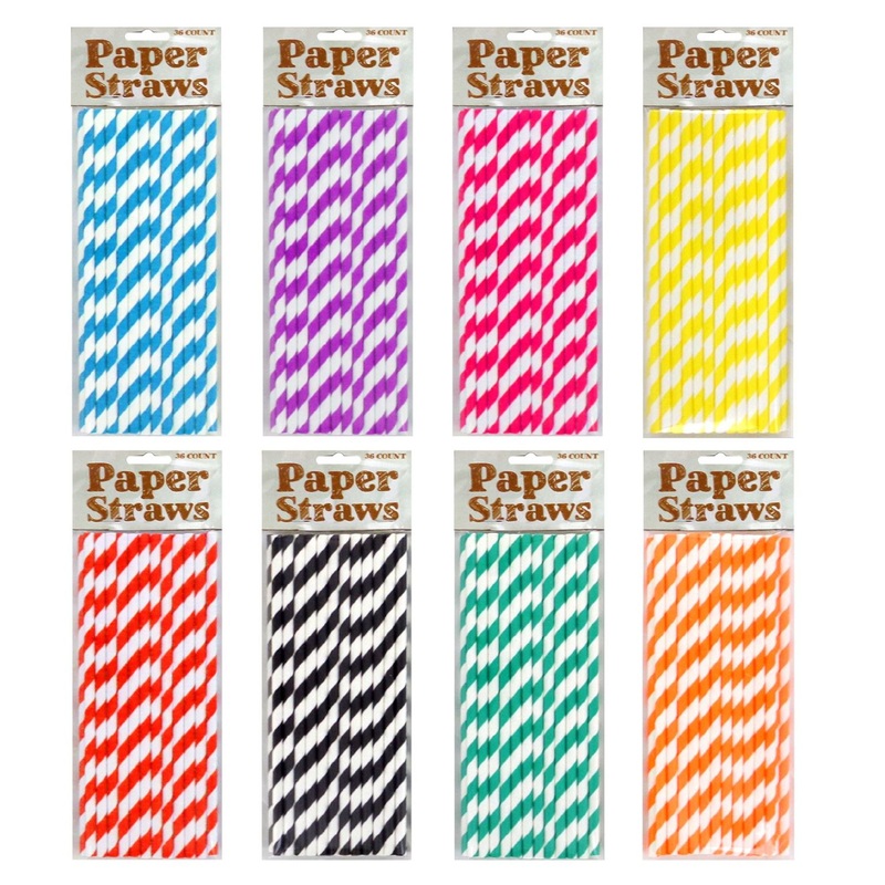 Colored Paper Straws – 36/Pack, Display Included