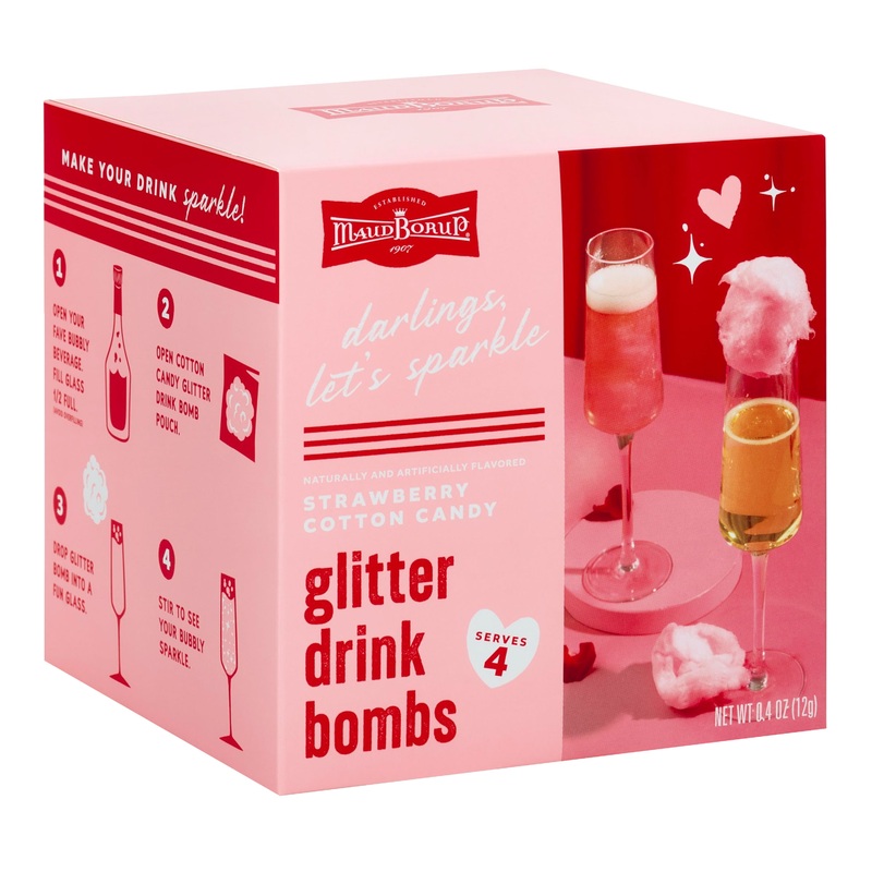 Maud Borup Strawberry Cotton Candy Glitter Drink Bombs 4 Pack