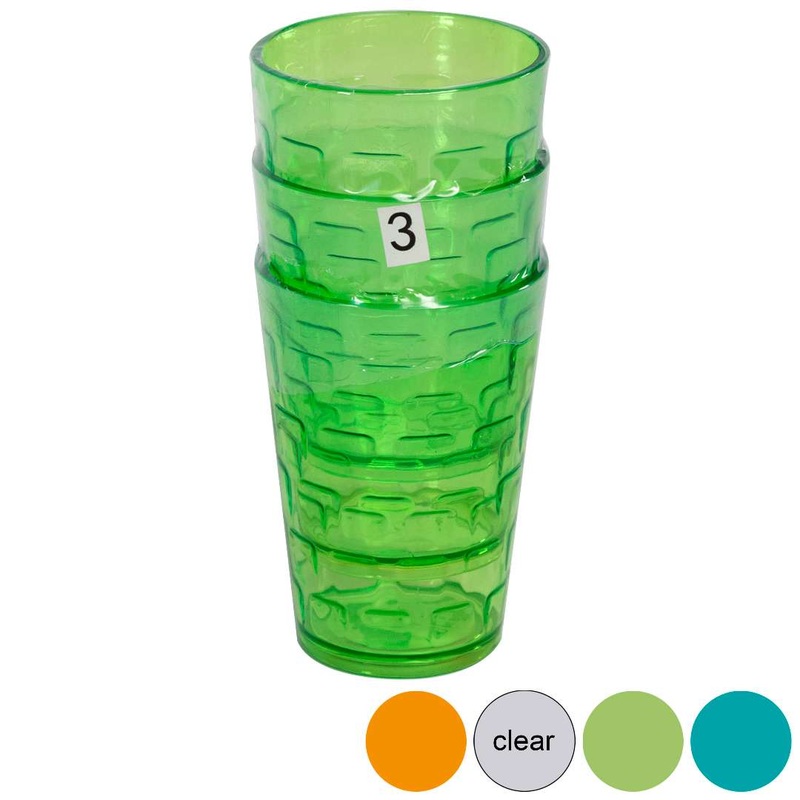 Plastic Tumblers – 5 Colors, 8 oz, 3 Pack, Glass-Look