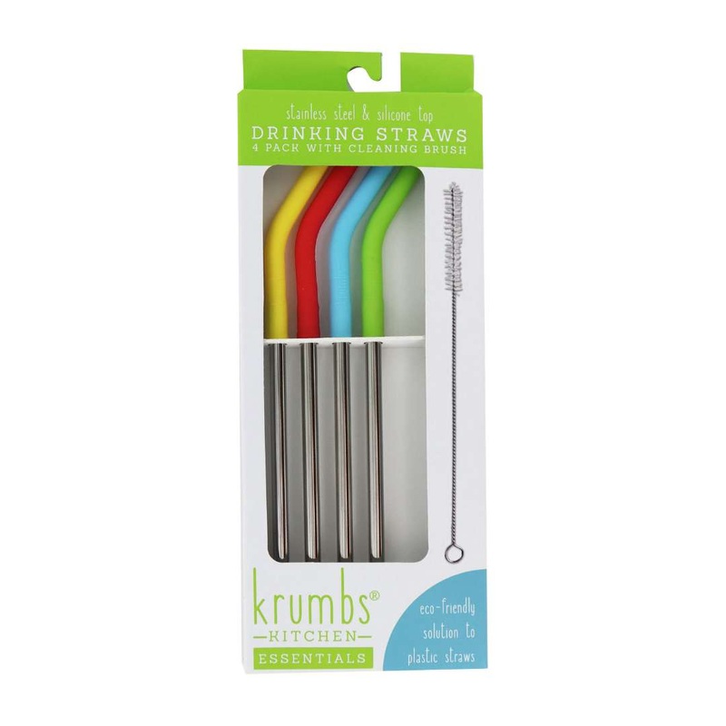Stainless Steel Straws with Silicone Tips – Assorted, 4 Pack