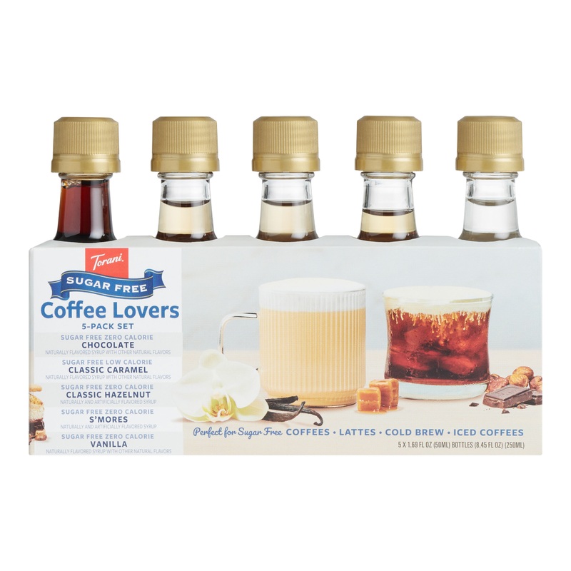 Torani Mini Sugar Free Coffee Lovers Syrup Sampler 5 Pack